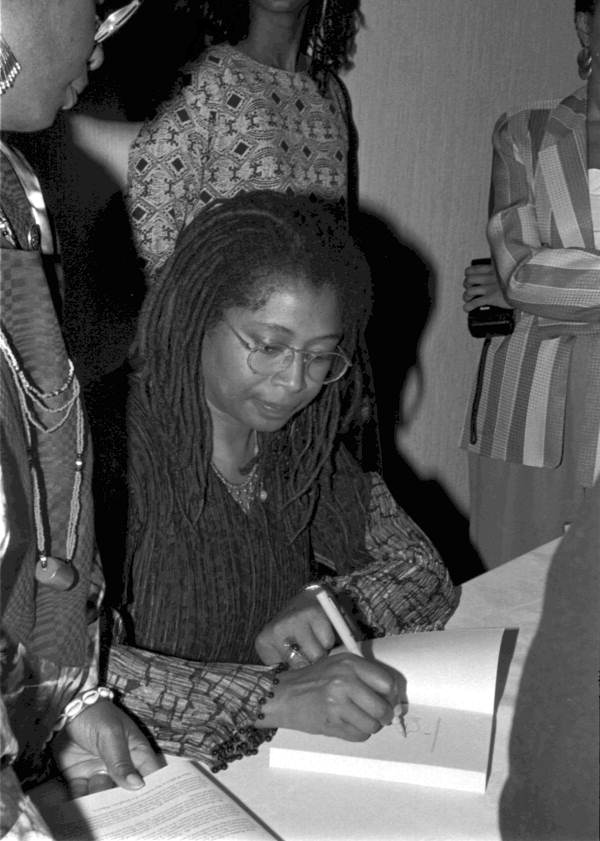 picture showing Alice Walker signing autographs